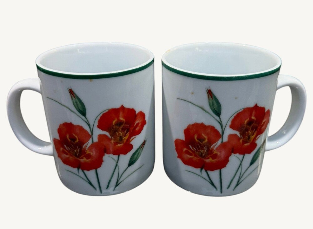 National Wildlife Federation American Wildflowers Lisianthus Coffee Mugs Set of